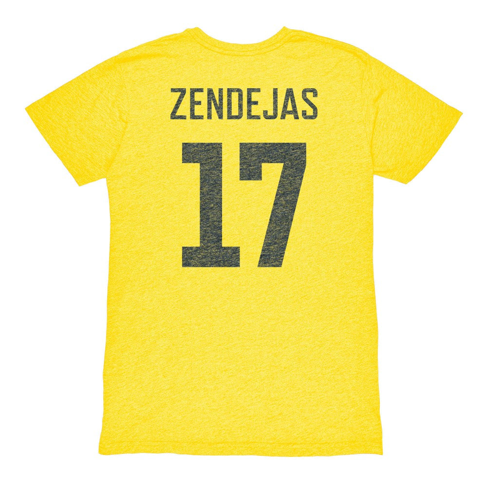 Alejandro Zendejas Club America 1863FC Vintage Player Name & Number Tri-blend T-Shirt Yellow - FIFA World CUP