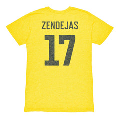 Alejandro Zendejas Club America 1863FC Vintage Player Name & Number Tri-blend T-Shirt Yellow - FIFA World CUP