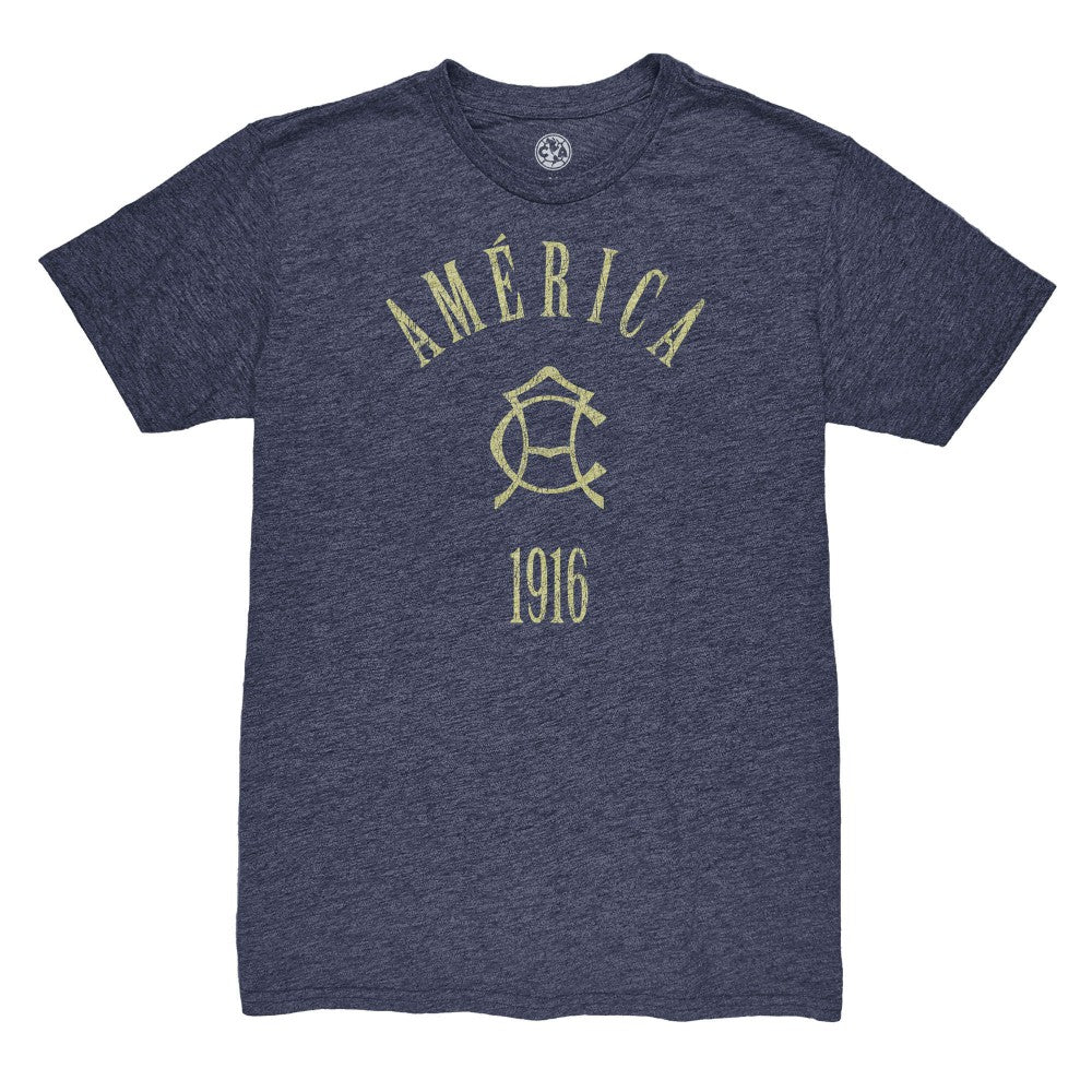 Club America 1863FC Team Arch Vintage Tri-Blend T-Shirt Navy - FIFA World CUP