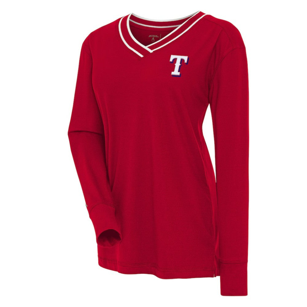 Texas Rangers Antigua Women's Symbolic Long Sleeve V-Neck Top - MLB