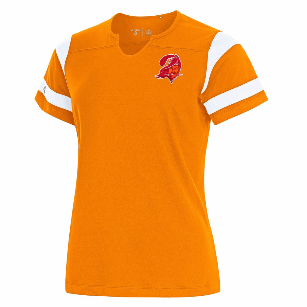 Tampa Bay Buccaneers Antigua Women's Encounter Short Sleeve Notch Neck Top Orange | NFL