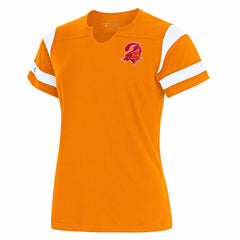 Tampa Bay Buccaneers Antigua Women's Encounter Short Sleeve Notch Neck Top Orange | NFL
