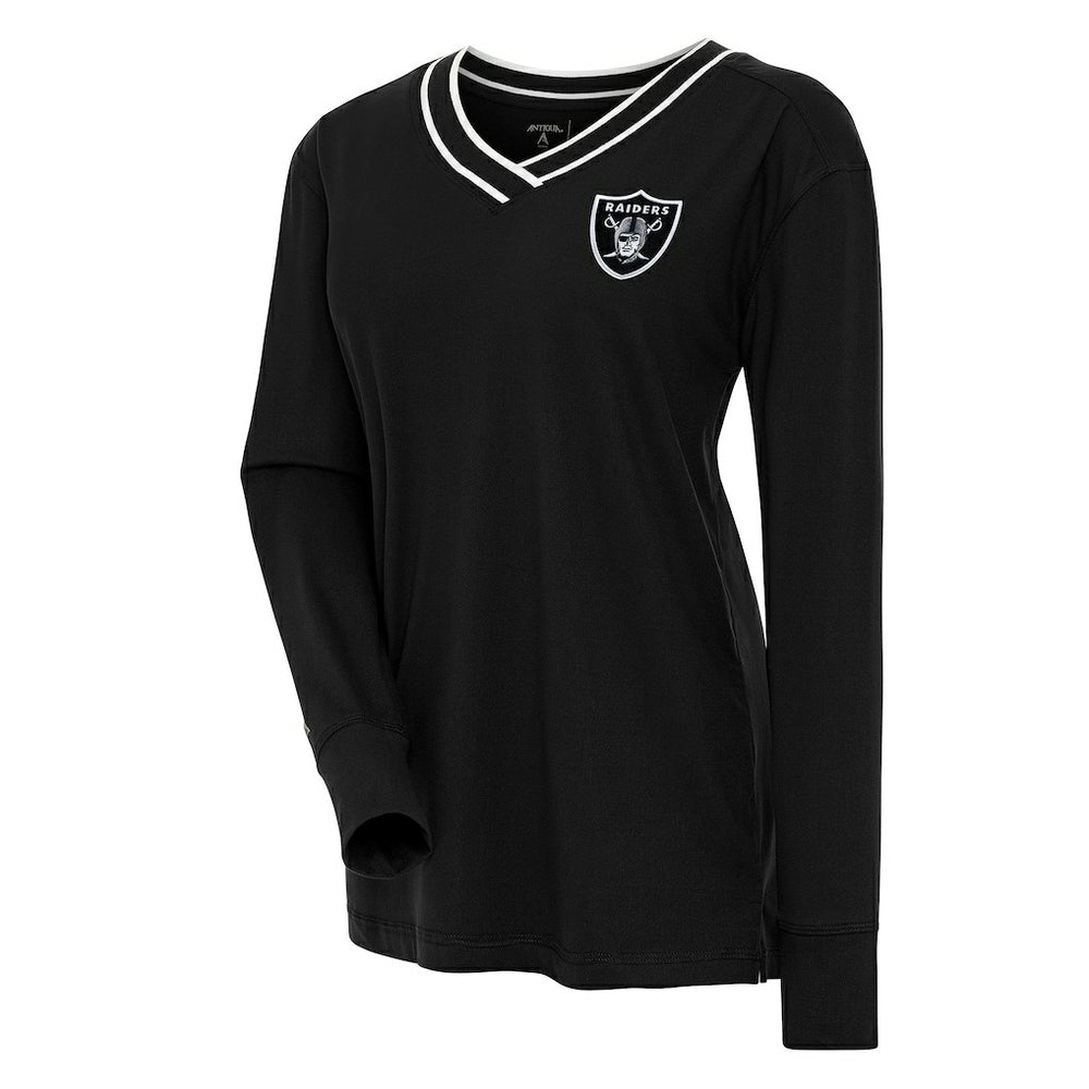 Las Vegas Raiders Antigua Women's Symbolic Long Sleeve V-Neck Top Black | NFL
