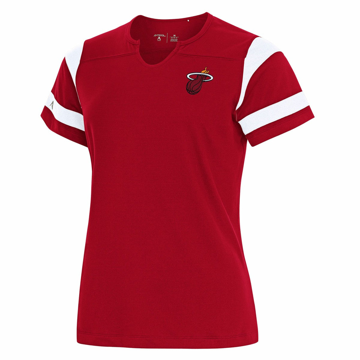 Miami Heat Antigua Women's Encounter Short Sleeve Notch Neck Top Red - NBA