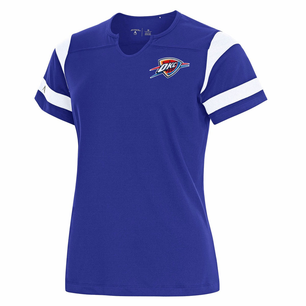 Oklahoma City Thunder Antigua Women's Encounter Short Sleeve Notch Neck Top Royal - NBA