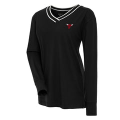 Chicago Bulls Antigua Women's Symbolic Long Sleeve V-Neck Top Black - NBA