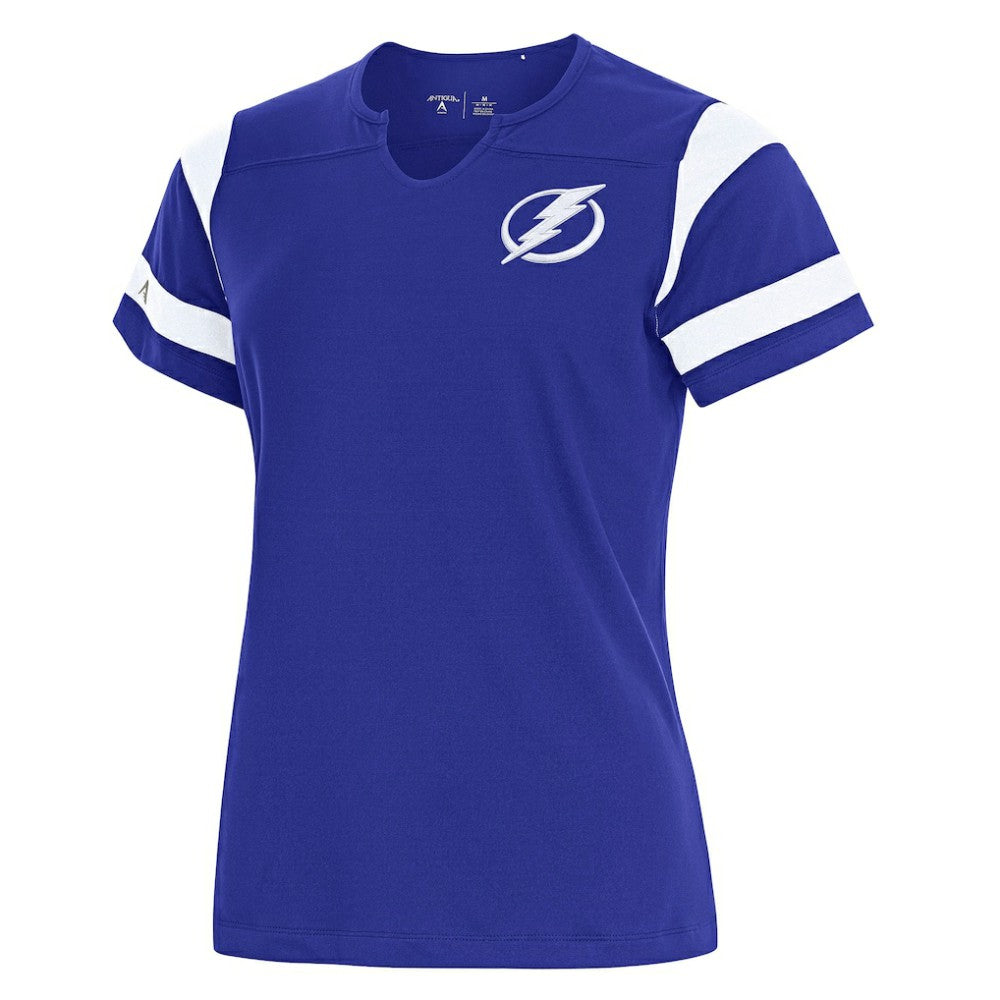Tampa Bay Lightning Antigua Women's Encounter Short Sleeve Notch Neck Top - Royal - NHL