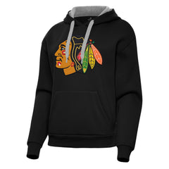 Chicago Blackhawks Antigua Women's Victory Pullover Hoodie - Black - NHL