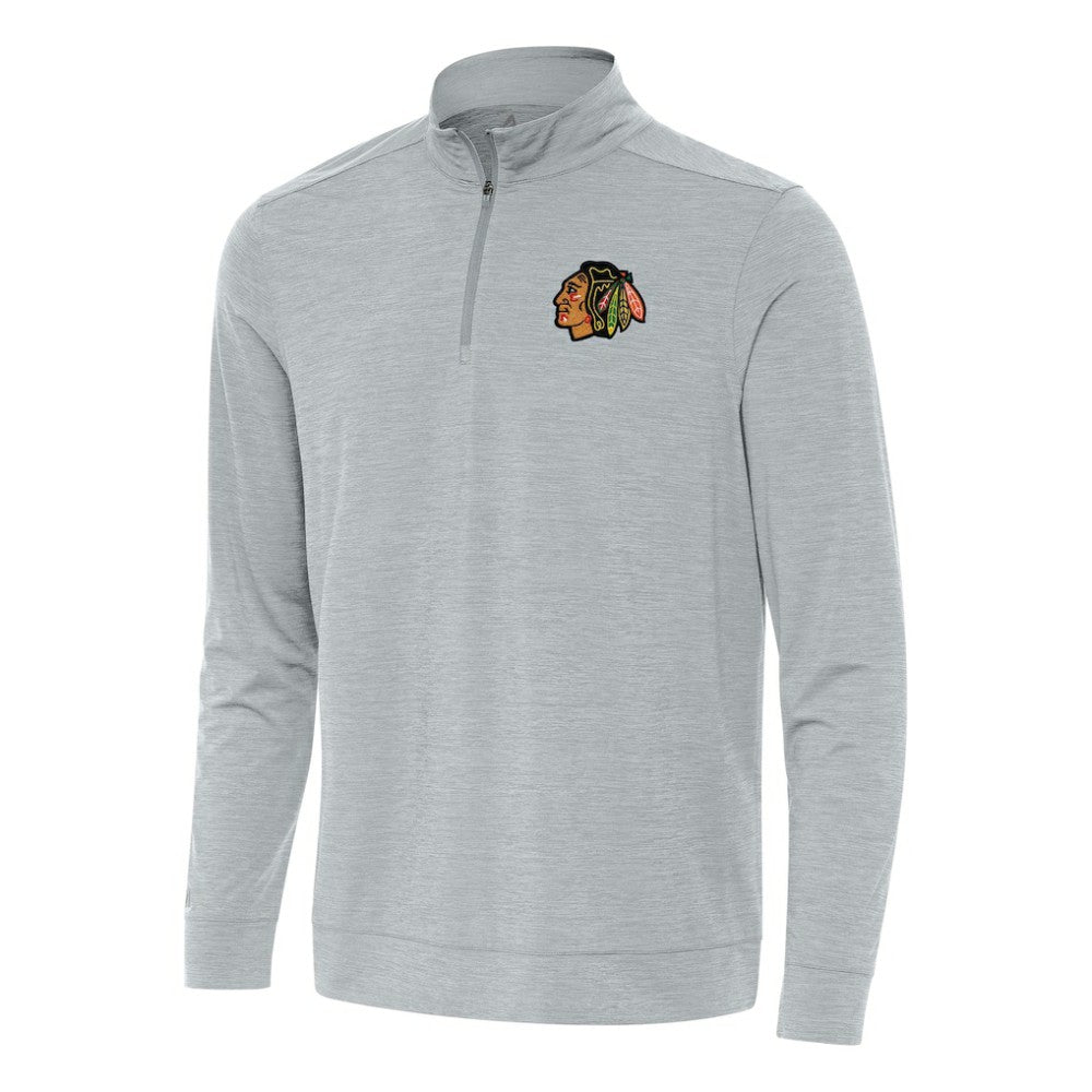 Chicago Blackhawks Antigua Bright Quarter-Zip Top - Heather Gray - NHL