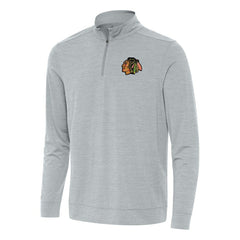 Chicago Blackhawks Antigua Bright Quarter-Zip Top - Heather Gray - NHL