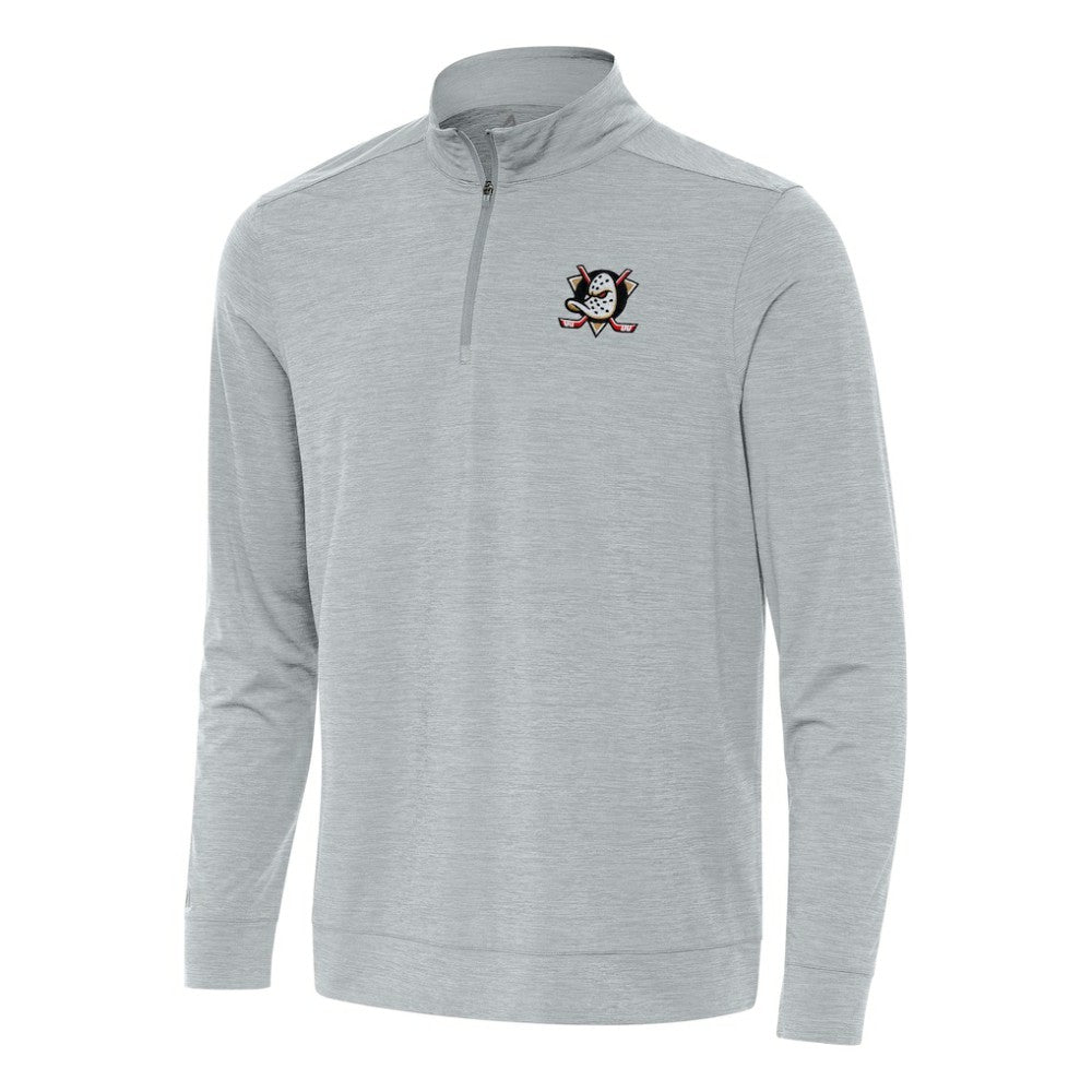 Anaheim Ducks Antigua Bright Quarter-Zip Top - Heather Gray - NHL