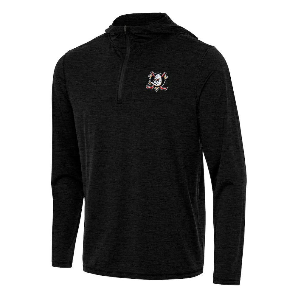 Anaheim Ducks Antigua Tidy Quarter-Zip Hoodie - Heather Black - NHL