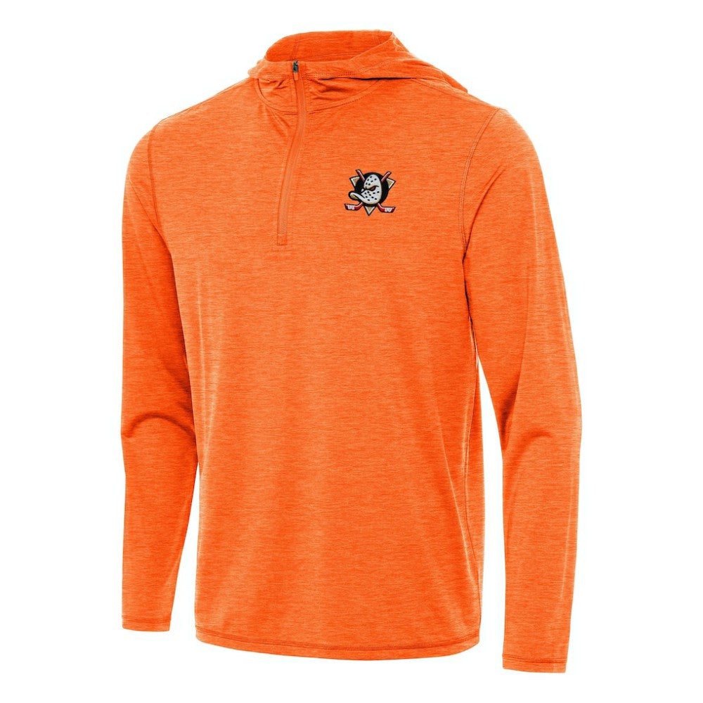 Anaheim Ducks Antigua Tidy Quarter-Zip Hoodie - Heather Orange - NHL