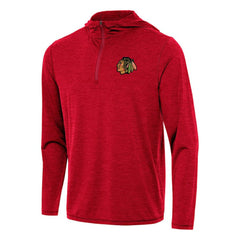 Chicago Blackhawks Antigua Tidy Quarter-Zip Hoodie - Heather Red - NHL