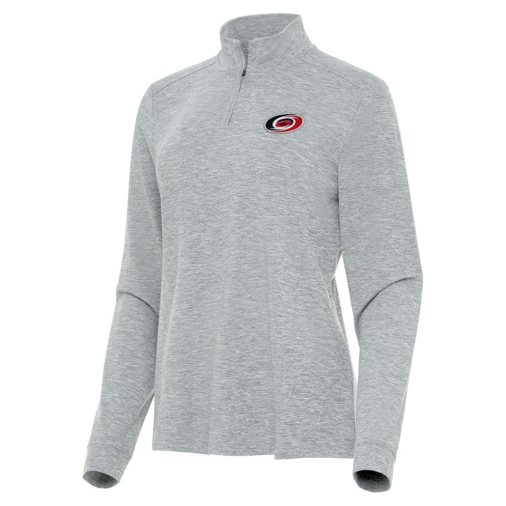 Carolina Hurricanes Antigua Women's Mentor Quarter-Zip Mock Long Sleeve Top - Heather Gray - NHL