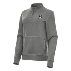 Anaheim Ducks Antigua Women's Crush Quarter-Zip Fleece Sweatshirt - Heather Black - NHL