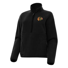 Chicago Blackhawks Antigua Women's Figure Half-Zip Pullover Sweatshirt - Black - NHL