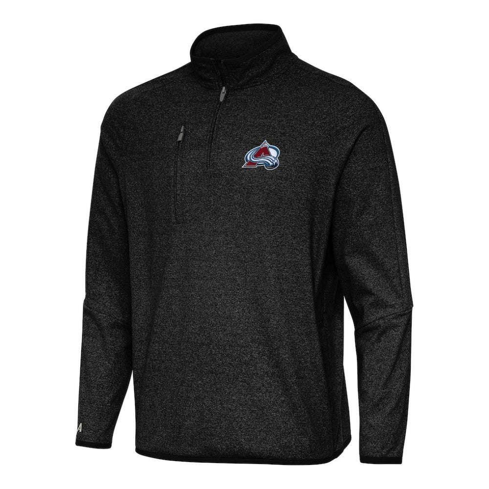 Colorado Avalanche Antigua Certain Quarter-Zip Tri-Blend Sweatshirt - Heather Black - NHL