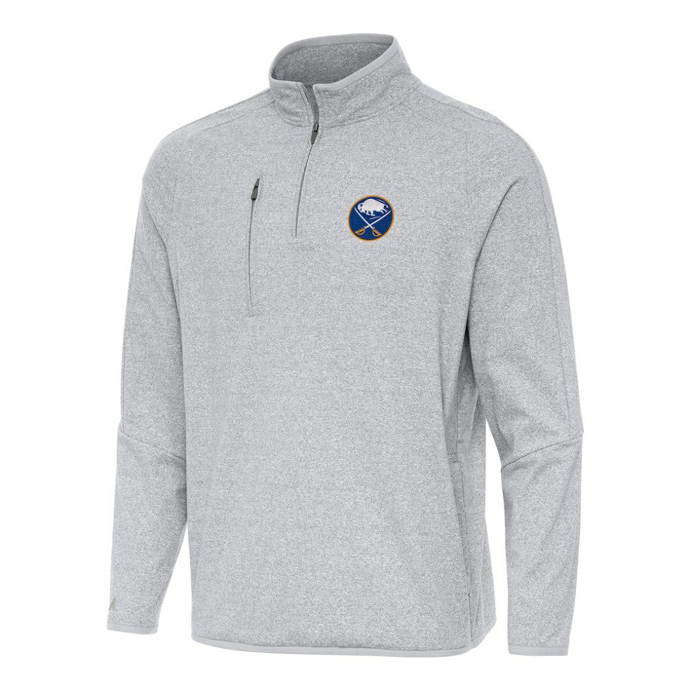 Buffalo Sabres Antigua Certain Quarter-Zip Tri-Blend Sweatshirt - Heather Gray - NHL