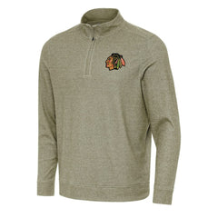 Chicago Blackhawks Antigua Subtle Quarter-Zip Sweatshirt - Olive - NHL