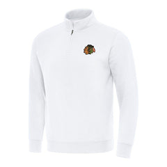 Chicago Blackhawks Antigua Victory Quarter-Zip Mock Sweatshirt - White - NHL