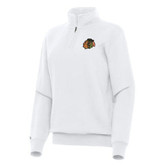 Chicago Blackhawks Antigua Women's Victory Quarter-Zip Sweatshirt - White - NHL