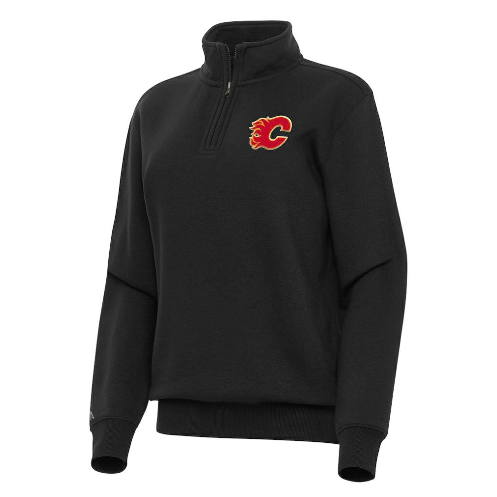 Calgary Flames Antigua Women's Victory Quarter-Zip Sweatshirt - Black - NHL