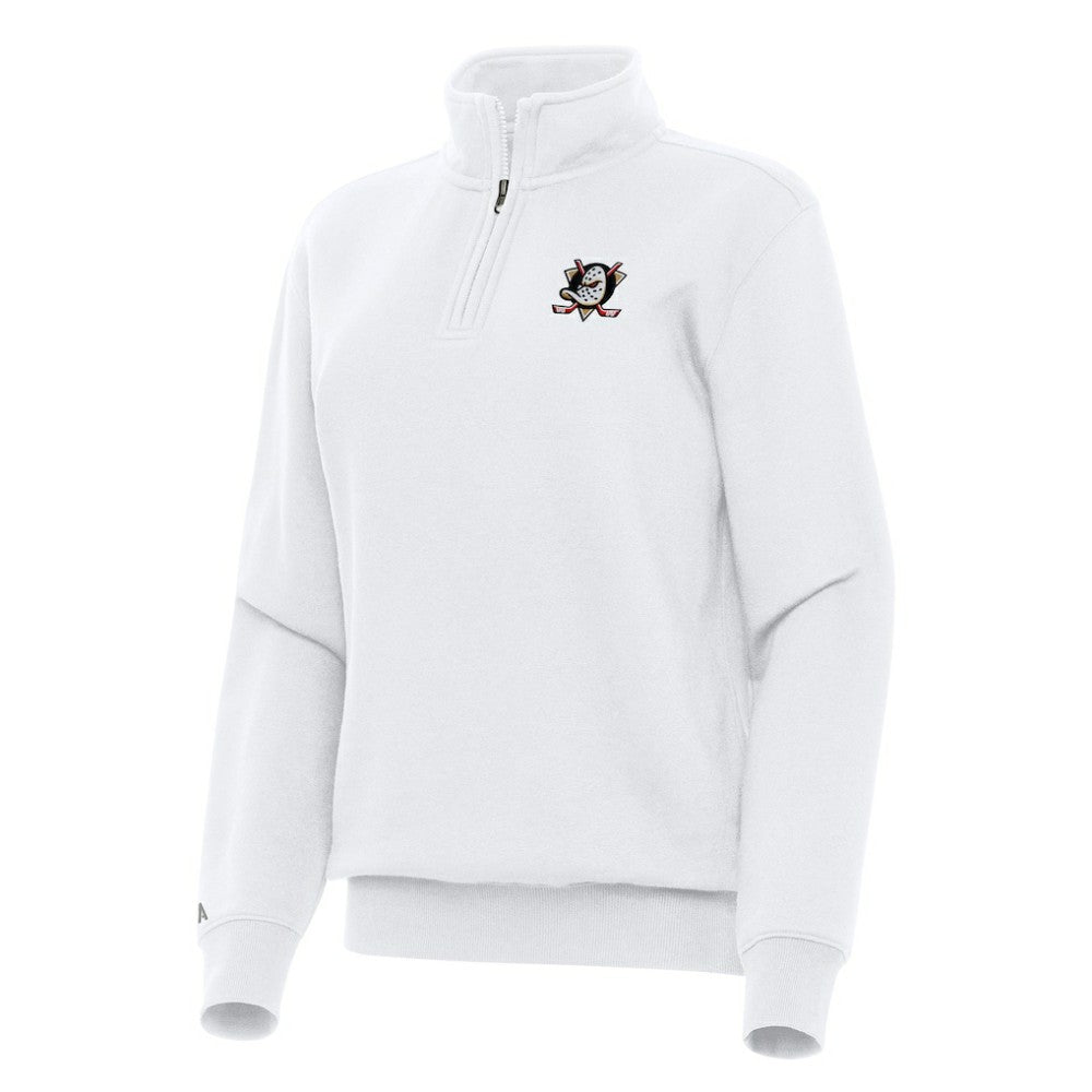 Anaheim Ducks Antigua Women's Victory Quarter-Zip Sweatshirt - White - NHL