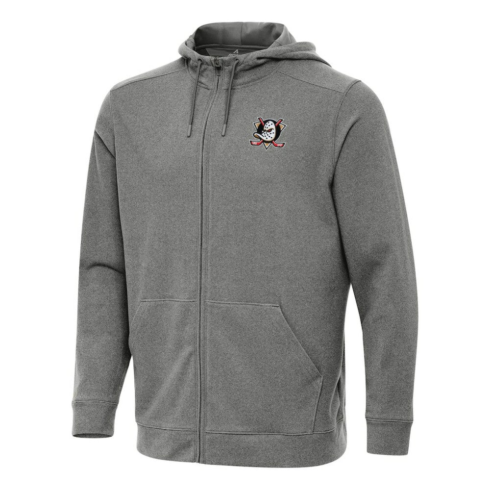 Anaheim Ducks Antigua Effortless Full-Zip Hoodie Jacket - Heather Black - NHL