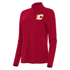 Calgary Flames Antigua Women's Bright Quarter-Zip Top - Heather Red - NHL