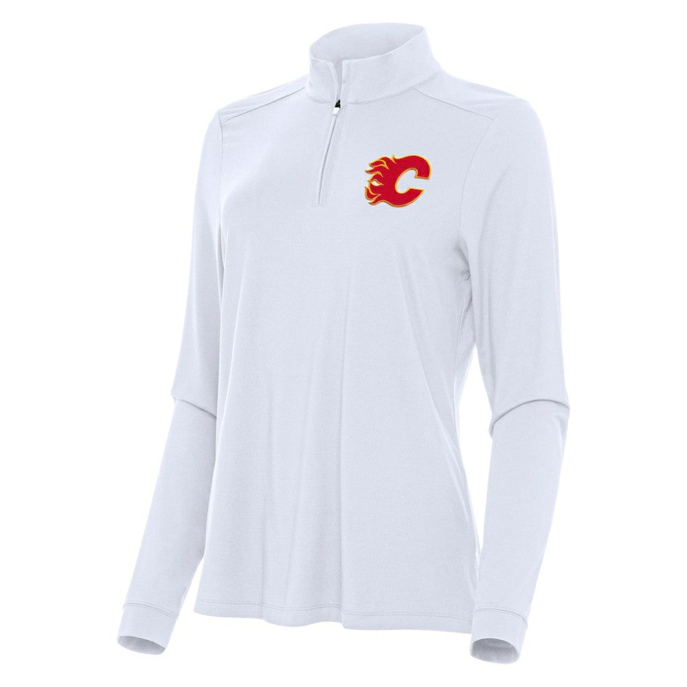 Calgary Flames Antigua Women's Intent Quarter-Zip Top - White - NHL