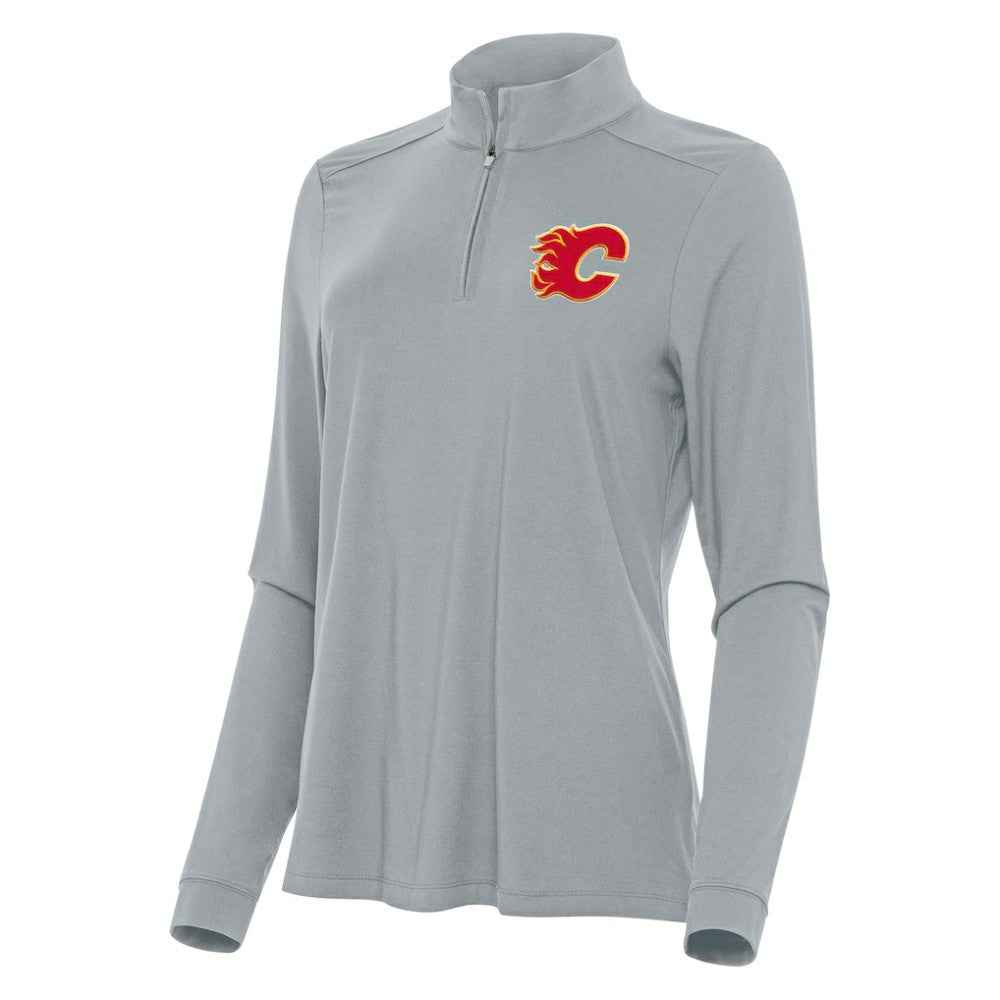 Calgary Flames Antigua Women's Intent Quarter-Zip Top - Gray - NHL
