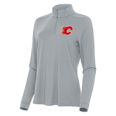 Calgary Flames Antigua Women's Intent Quarter-Zip Top - Gray - NHL