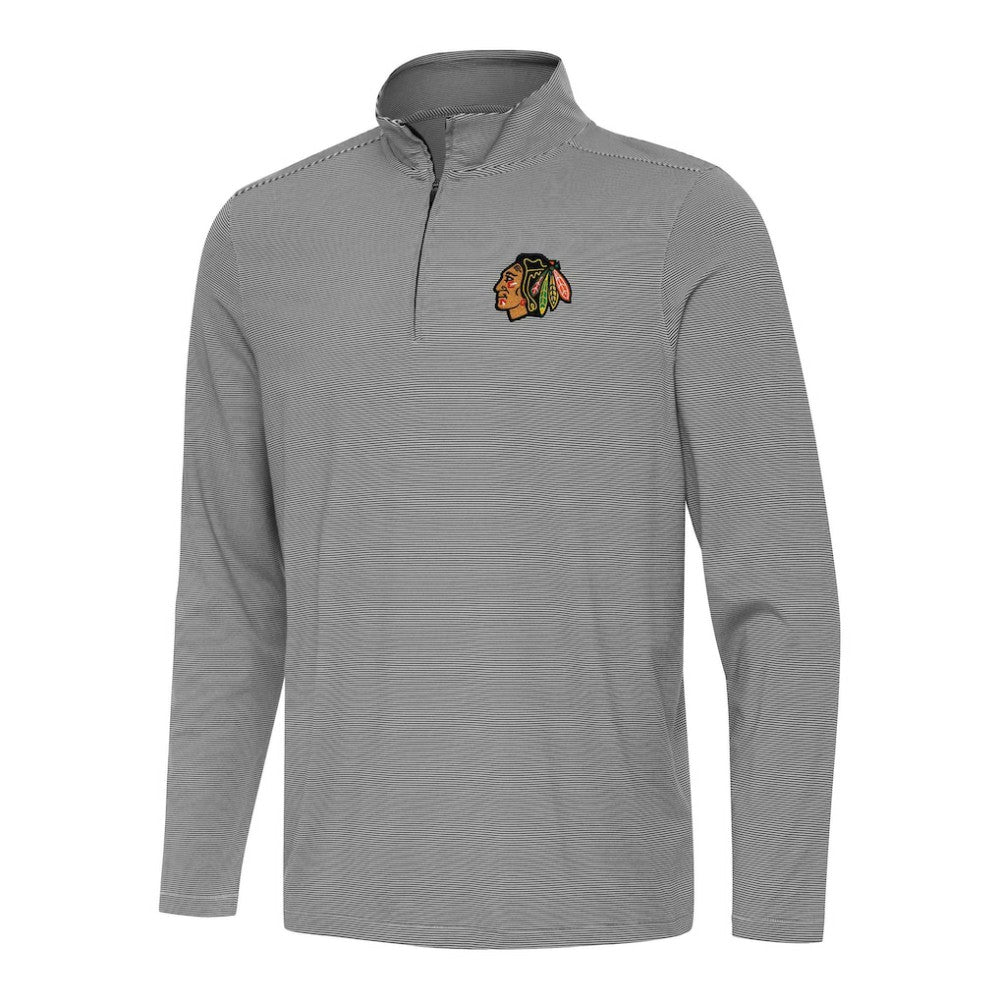 Chicago Blackhawks Antigua Twine Quarter-Zip Top - Black - NHL