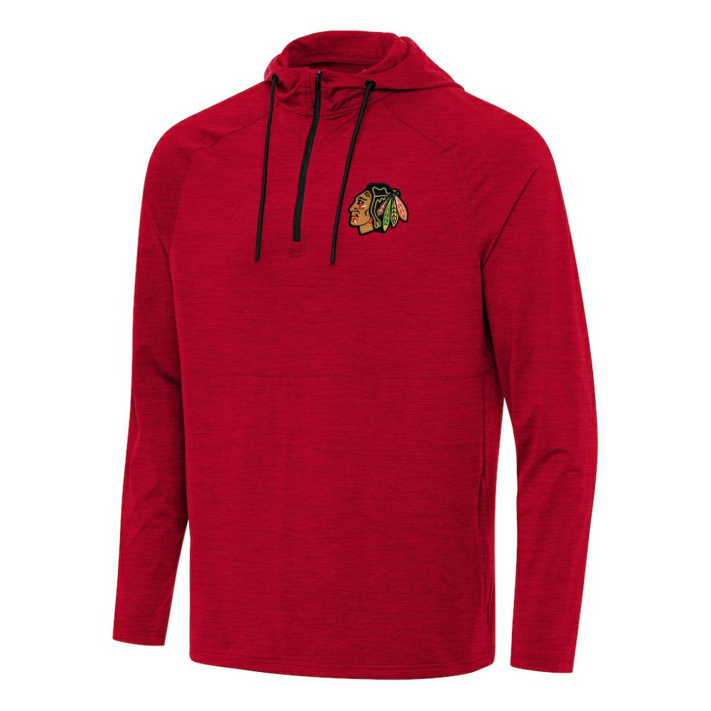 Chicago Blackhawks Antigua Spikes Quarter-Zip Hoodie - Heather Red - NHL