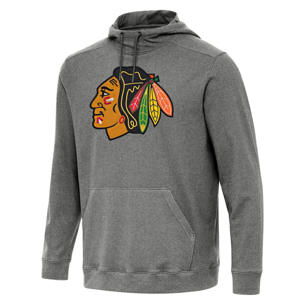 Chicago Blackhawks Antigua Cloud Pullover Hoodie - Heather Black - NHL