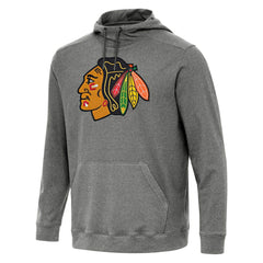 Chicago Blackhawks Antigua Cloud Pullover Hoodie - Heather Black - NHL