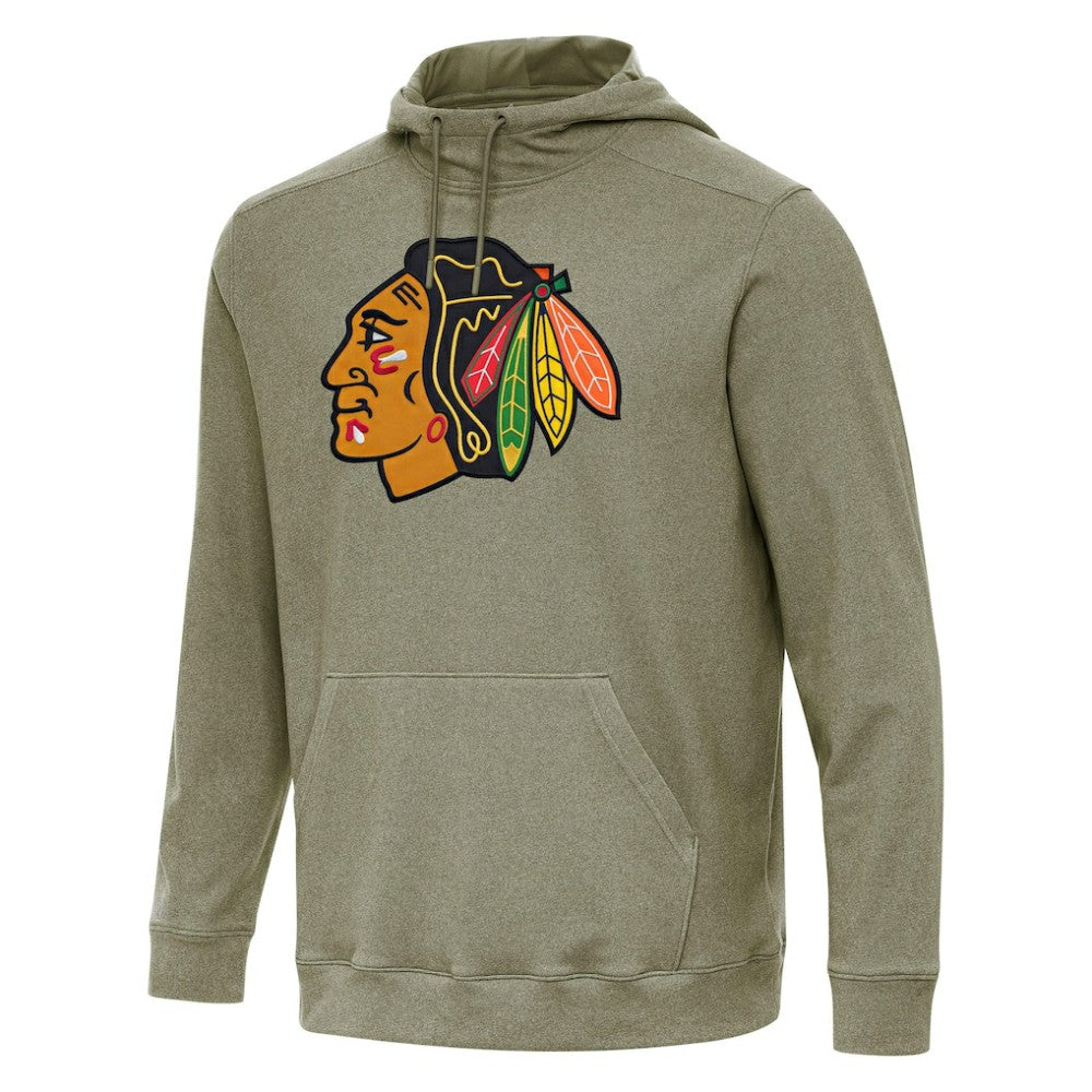 Chicago Blackhawks Antigua Cloud Pullover Hoodie - Olive - NHL