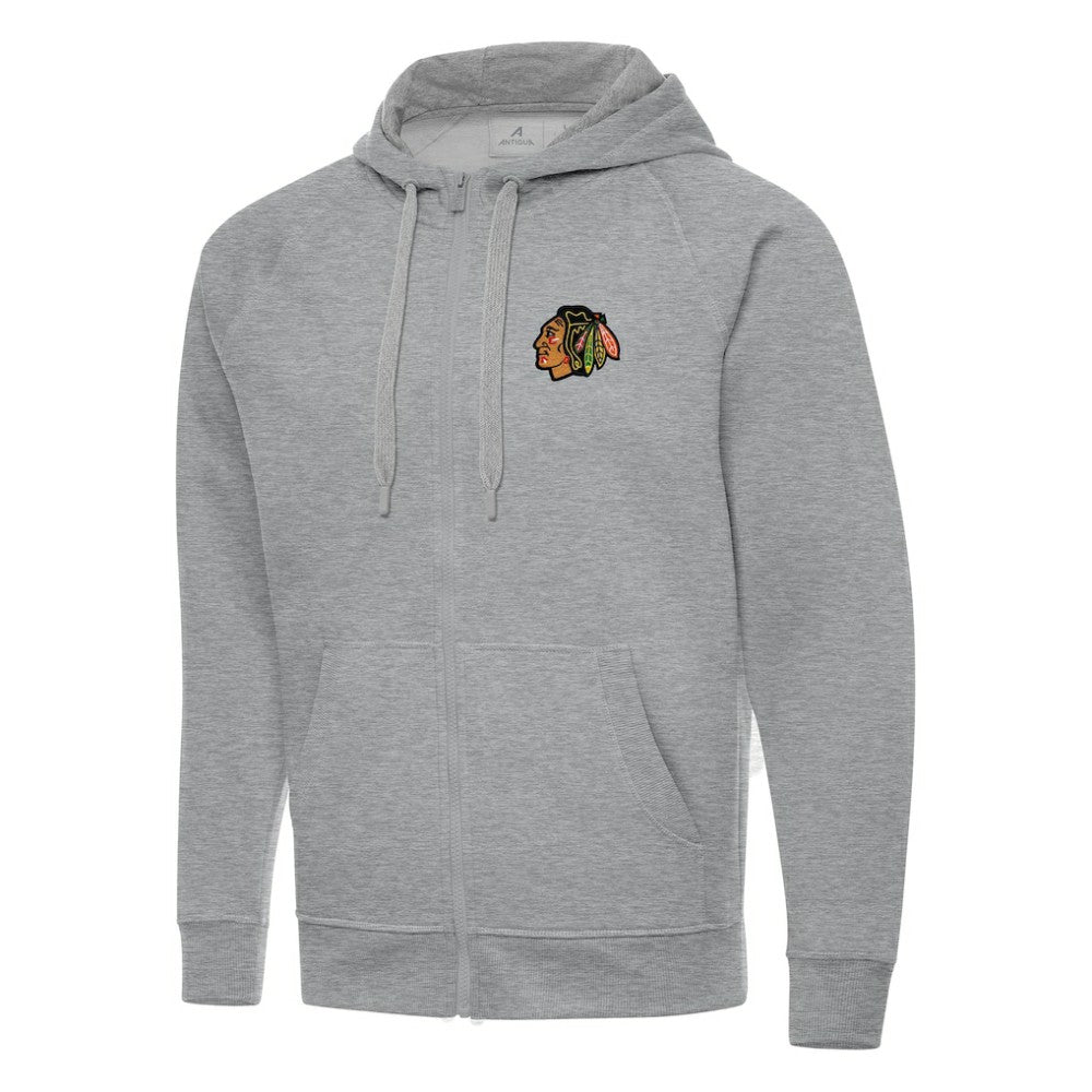 Chicago Blackhawks Antigua Big & Tall Victory Full-Zip Hoodie - Heather Gray - NHL