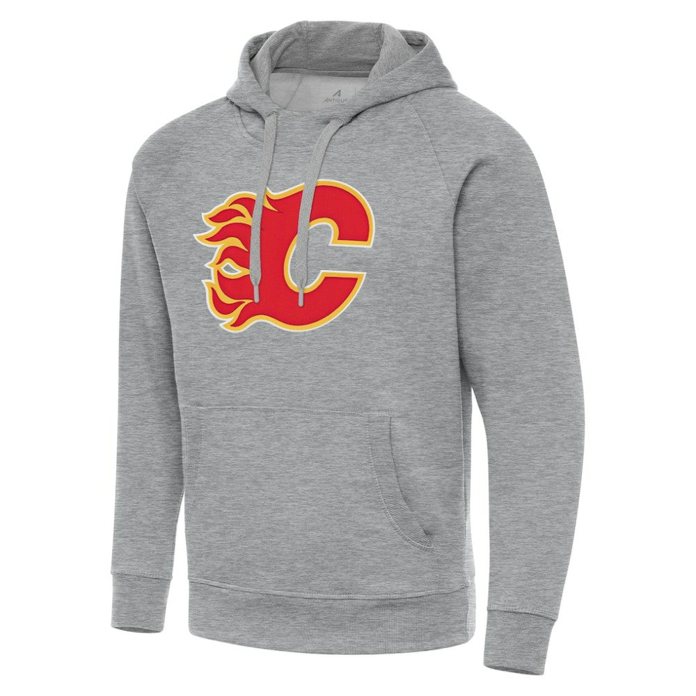 Calgary Flames Antigua Big & Tall Victory Pullover Hoodie - Heather Gray - NHL