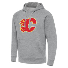 Calgary Flames Antigua Big & Tall Victory Pullover Hoodie - Heather Gray - NHL
