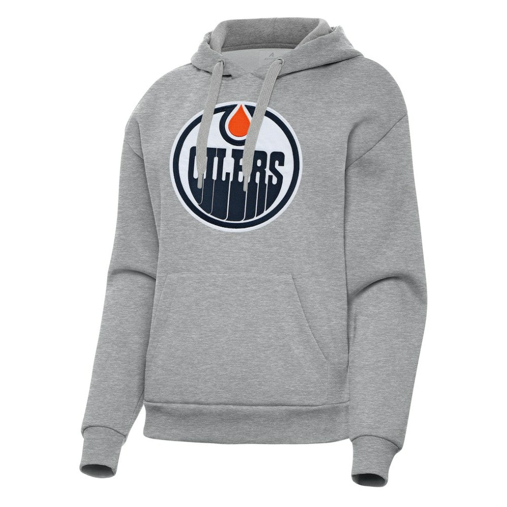 Edmonton Oilers Antigua Women's Victory Pullover Hoodie - Heather Gray - NHL