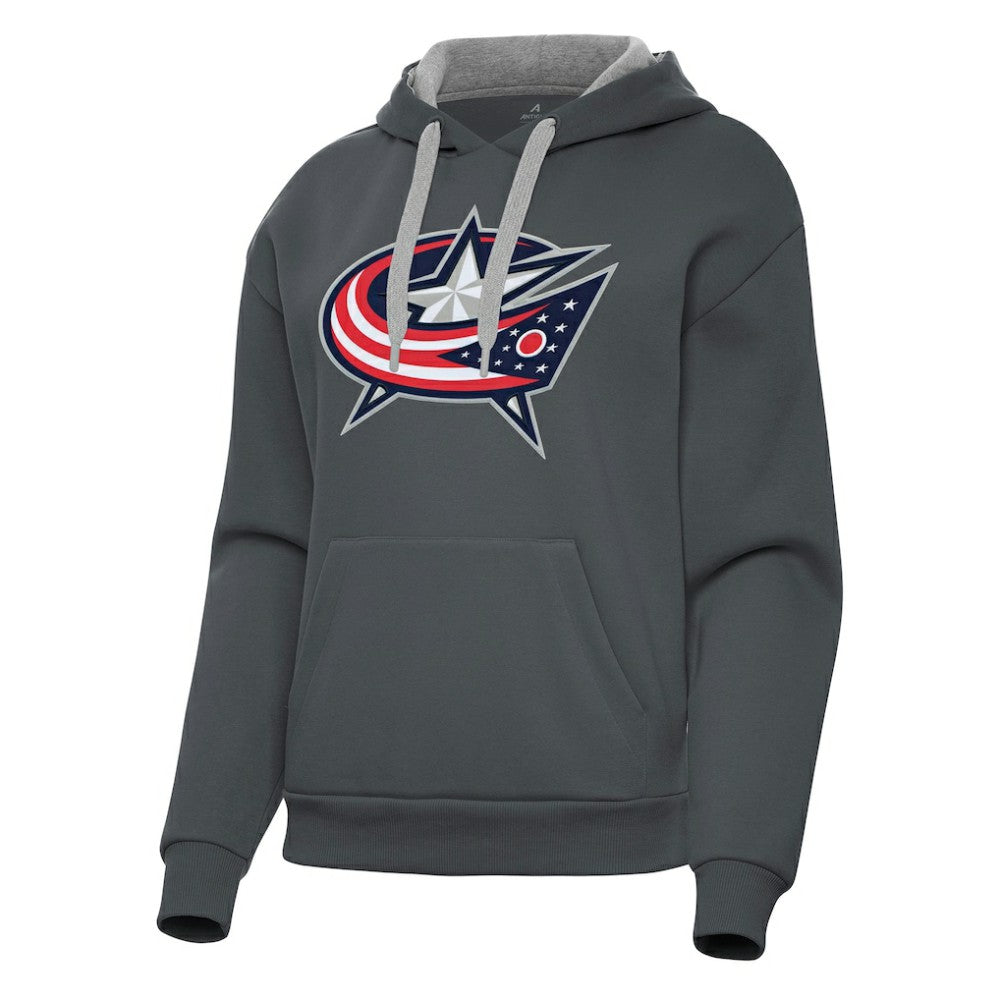 Columbus Blue Jackets Antigua Women's Victory Pullover Hoodie - Charcoal - NHL