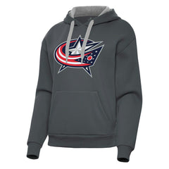 Columbus Blue Jackets Antigua Women's Victory Pullover Hoodie - Charcoal - NHL