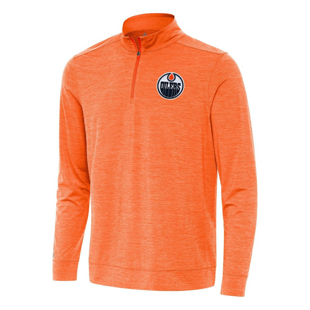Edmonton Oilers Antigua Bright Quarter-Zip Top - Heather Orange - NHL