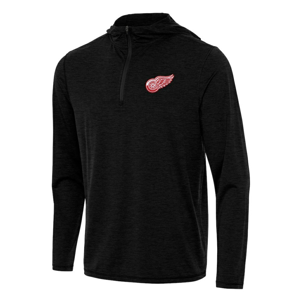 Detroit Red Wings Antigua Tidy Quarter-Zip Hoodie - Heather Black - NHL