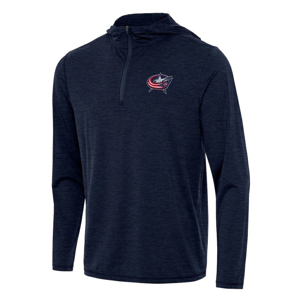 Columbus Blue Jackets Antigua Tidy Quarter-Zip Hoodie - Heather Navy - NHL