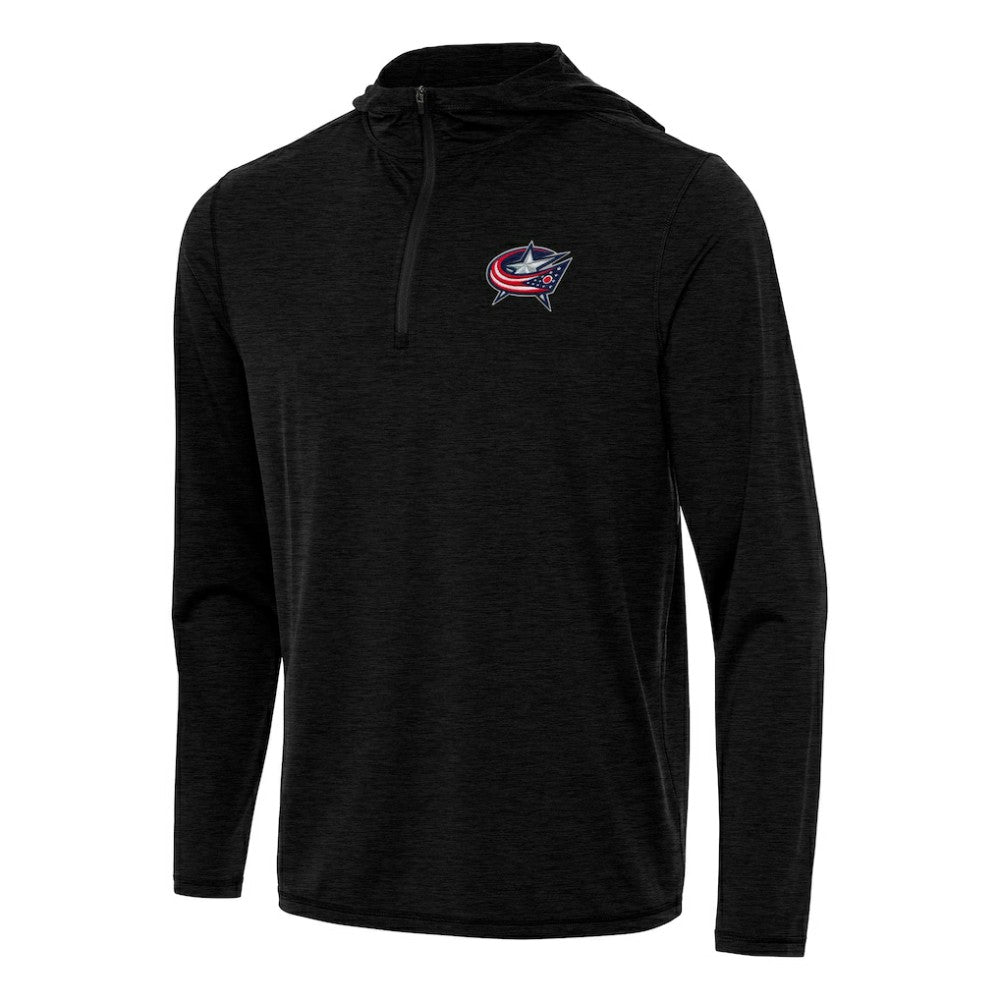 Columbus Blue Jackets Antigua Tidy Quarter-Zip Hoodie - Heather Black - NHL