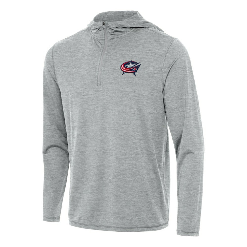 Columbus Blue Jackets Antigua Tidy Quarter-Zip Hoodie - Heather Gray - NHL