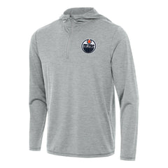 Edmonton Oilers Antigua Tidy Quarter-Zip Hoodie - Heather Gray - NHL